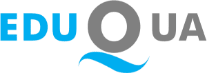 Eduqua Logo in blau und grau mit Schrift und Bild.