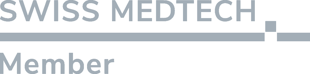 Swiss Medtech Member Logo in grauer Schrift.